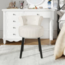 Velvet Vanity Chair with Back Upholstered Vanity Stool with Tufted Low Back and Solid Wood Legs
