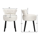 Velvet Vanity Chair with Back Upholstered Vanity Stool with Tufted Low Back and Solid Wood Legs