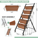 5-Tier Vertical Raised Garden Bed with Wheels and Container Boxes-Brown
