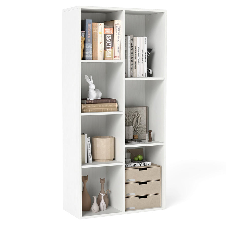 Vertical or Horizontal Freestanding Bookshelf with 7 Compartments
