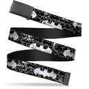 Black Buckle Web Belt - Batman Outlines Black/White Webbing