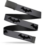 Black Buckle Web Belt - Retro Bat Logo Gray/Black Webbing