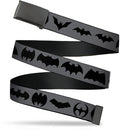 Web Belt Blank Black Buckle - Bat Logo Transitions Gray/Black Webbing