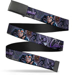 Web Belt Blank Black Buckle - CATWOMAN-NINE LIVES OF A FELINE FATALE Pose2/Jewelry/Black Cat Purples Webbing