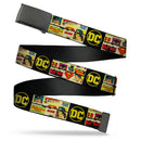 Black Buckle Web Belt - Vintage DC Comics Superhero and Logos Collage Black Webbing