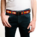 Black Buckle Web Belt - The Flash Logo11/Stripe Burgundy/Black/Gold/White Webbing