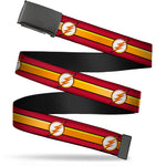 Black Buckle Web Belt - The Flash Logo11/Stripe Burgundy/Black/Gold/White Webbing