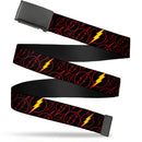 Black Buckle Web Belt - The Flash Logo13 Scattered Black/Red/Yellow Webbing