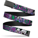 Web Belt Blank Black Buckle - Joker Face/Logo/Spades Black/White/Purple Webbing