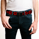 Web Belt Blank Black Buckle - Harley Quinn Diamond Blocks Red/Black Black/Red Webbing