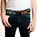 Black Buckle Web Belt - Batman/Robin/Superman Pose/Logo Dot Black/Purple Webbing