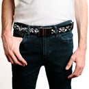 Black Buckle Web Belt - Superman Shield Splatter Black/White Webbing