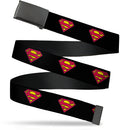 Web Belt Blank Black Buckle - Superman Shield Black Webbing