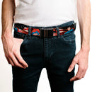 Black Buckle Web Belt - Superman Poses/American Flag Webbing