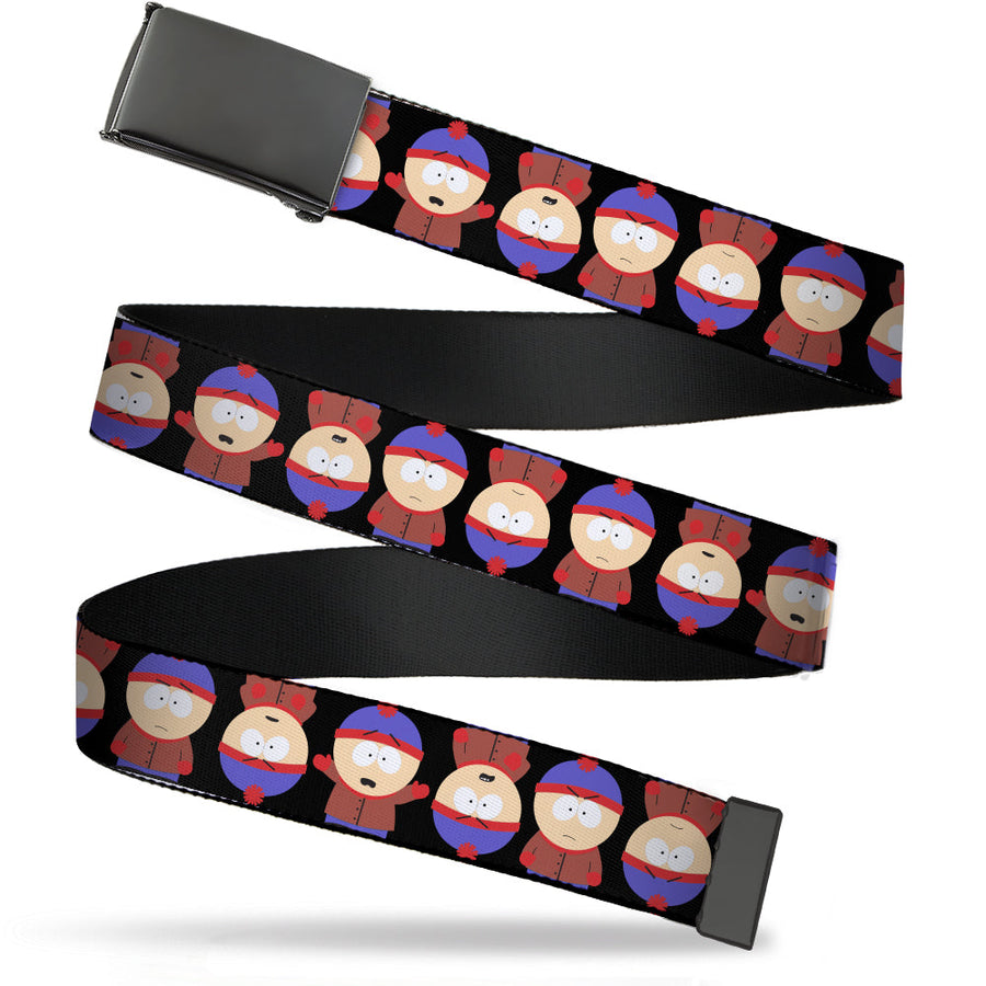 Web Belt Blank Black Buckle - South Park Stan Flip Poses Black Webbing