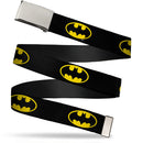 Web Belt Blank Chrome Buckle - Batman Shield Black/Yellow Webbing