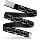 Web Belt Blank Chrome Buckle - Batman Shield Black/Silver Webbing