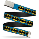 Chrome Buckle Web Belt - Bat Signal-3 Blue/Black/Yellow Webbing