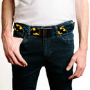 Chrome Buckle Web Belt - Bat Signals Stacked w/CLOSE-UP Blue/Black/Yellow Webbing