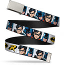 Chrome Buckle Web Belt - Batman & Robin Blocks White Webbing