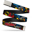 Chrome Buckle Web Belt - Batman in Action WHOOM! Red Skyline Webbing