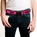 Chrome Buckle Web Belt - Bat Signal-3 Fuchsia/Black/Fuchsia Webbing