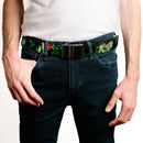 Chrome Buckle Web Belt - DC Originals Poison Ivy 3-Poses/Ivy Black/Greens Webbing