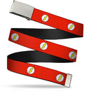 Chrome Buckle Web Belt - Flash Logo Red/White/Yellow Webbing