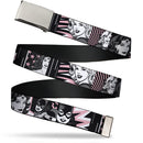 Chrome Buckle Web Belt - Batgirl/Wonder Woman/Supergirl Retro Panels Black/Pink/White Webbing