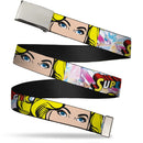 Chrome Buckle Web Belt - SUPERGIRL w/Face CLOSE-UP Webbing