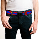 Chrome Buckle Web Belt - Superman Shield/Stripe Red/Blue Webbing