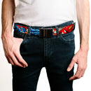 Chrome Buckle Web Belt - Superman Action Poses/Stars & Stripes Webbing