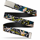 Chrome Buckle Web Belt - Wonder Woman/Stars Black/White Webbing