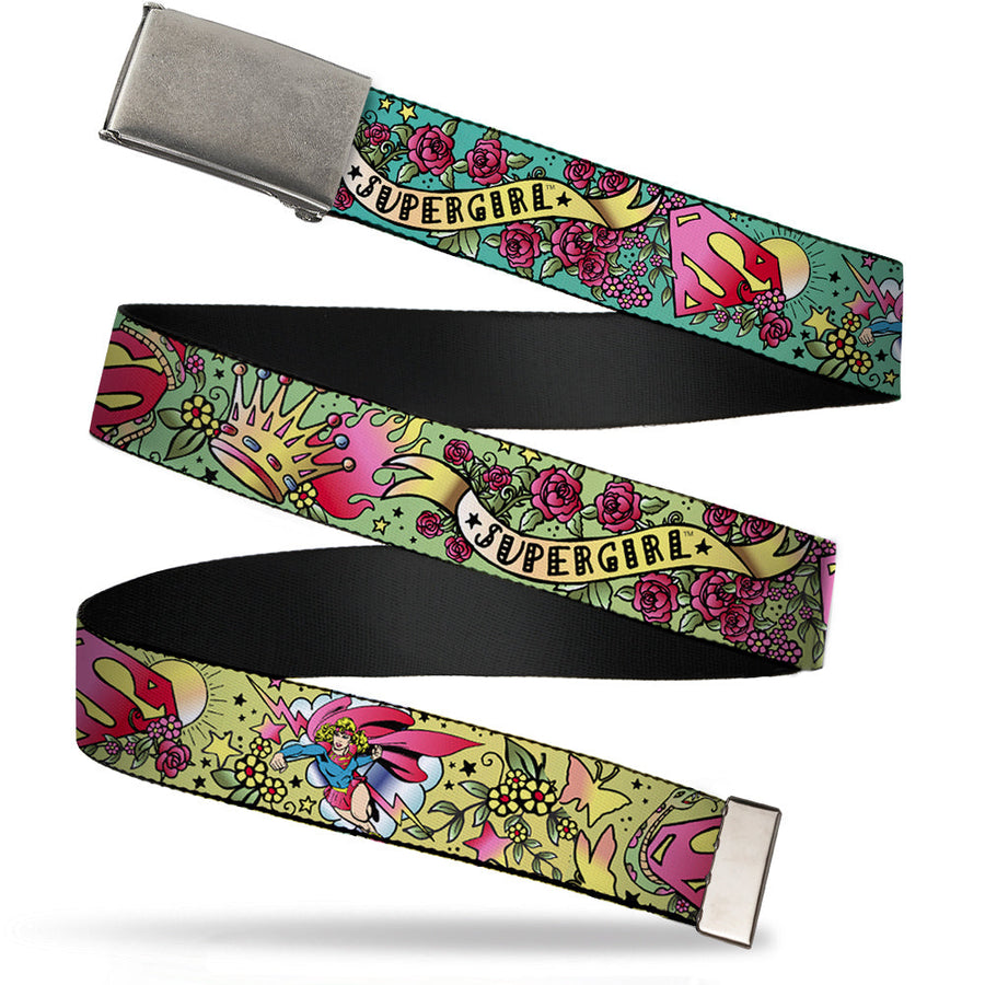 Chrome Buckle Web Belt - Supergirl Tattoo Scene Webbing