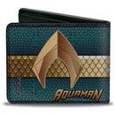 Bi-Fold Wallet - AQUAMAN Icon Scales Stripe Blues Golds