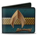 Bi-Fold Wallet - AQUAMAN Icon Scales Stripe Blues Golds