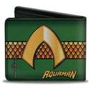 Bi-Fold Wallet - AQUAMAN Classic Icon Scales Stripe Green Golds