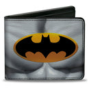 Bi-Fold Wallet - Justice Leaue Supreme Team Batman Chest Logo Grays Yellow Black