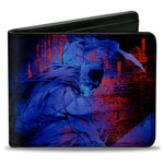 Bi-Fold Wallet - Batman Action + Joker Flipping Cards Poses Black Blues Reds