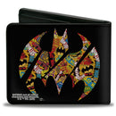 Bi-Fold Wallet - Bat Signal Black Multi Color Logos Stacked