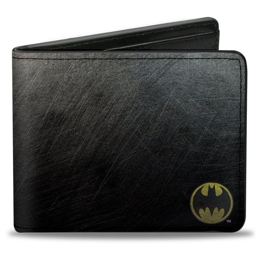 Bi-Fold Wallet - Bat Signal Corner Weathered Black Yellow Black