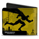 Bi-Fold Wallet - Batman Catwoman Skyline Chase Silhouettes Yellows Black