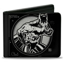 Bi-Fold Wallet - Batman Tech Action Pose + Bat Logo Black White