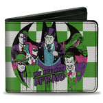 Bi-Fold Wallet - Batman 6-Villains Group Pose Checker Green White