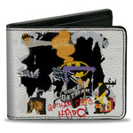 Bi-Fold Wallet - Batman Vs Joker Graffiti Collage White Grays Multi Color