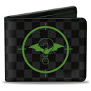 Bi-Fold Wallet - The Batman Movie Batman and Riddler Target Logo Checker Black Gray Green