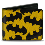 Bi-Fold Wallet - Batman Bat Signal-1 Scattered Yellow Black