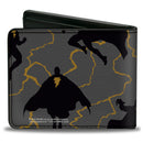 Bi-Fold Wallet - Black Adam Silhouette Action Poses Gray Yellow Black