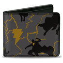 Bi-Fold Wallet - Black Adam Silhouette Action Poses Gray Yellow Black