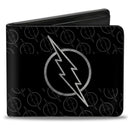 Bi-Fold Wallet - Reverse Flash Logo Stripe Logo Monogram Black Grays